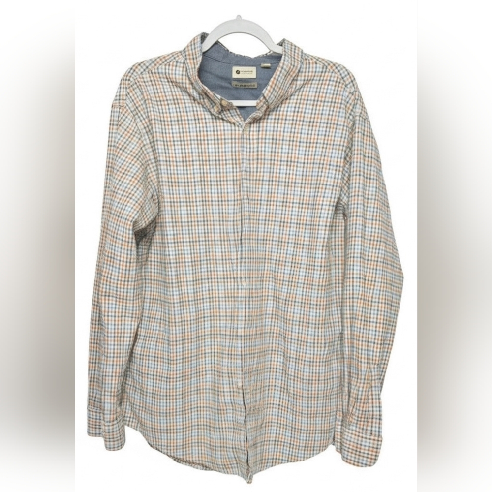 Haggar Men's Multi Color Plaid Long Sleeve Casual Button Down Shirt XXL cthny